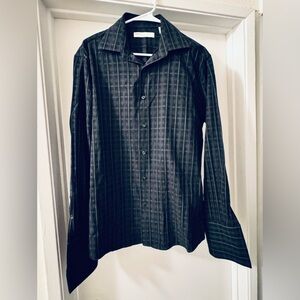 Perry Ellis Black Striped Button-Down Shirt